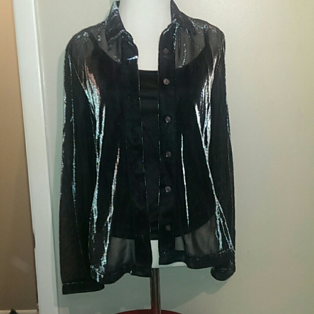 VTG 90s Sheer Retro Glitter Blouse/Tank Liner NWT